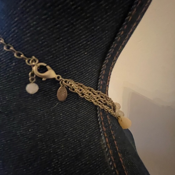 Lydell 3 Strand Necklace Pastel Peach 80s Clear Faceted Briolette Beads vintage - Picture 3 of 4